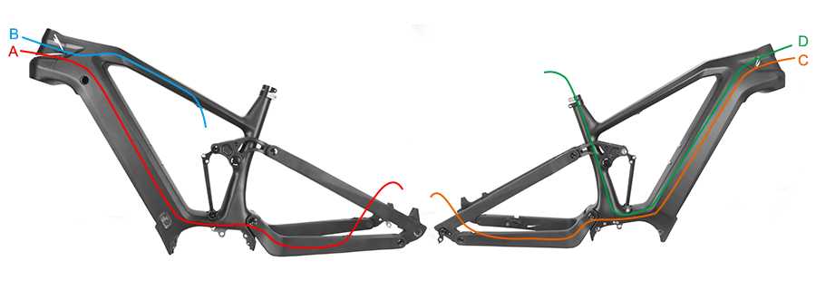 Système de routage des câbles du cadre en carbone du vélo électrique PXE18