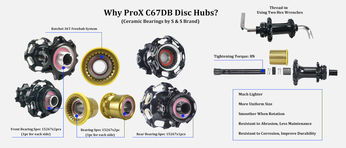 ProX C67DB ceramic bearings road bike hubs